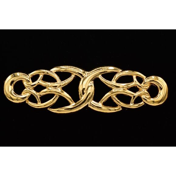 Givenchy Vintage Pin Brooch Weaved Bar Gold Large Chunky Runway Signed 80s Bin5A - Picture 1 of 12